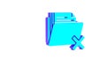 Turquoise Delete folder icon isolated on white background. Folder with recycle bin. Delete or error folder. Close