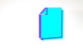 Turquoise Document icon isolated on white background. File icon. Checklist icon. Business concept. Minimalism concept