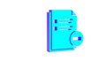 Turquoise Document with minus icon isolated on white background. Clear document. Remove file document. Delete