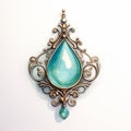Turquoise Drop Pendant With Ornate Design - 3d Rendering Royalty Free Stock Photo