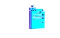 Turquoise File document and binder clip icon isolated on white background. Checklist icon. Business concept. Minimalism