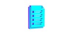 Turquoise File document icon isolated on white background. Checklist icon. Business concept. Minimalism concept. 3d