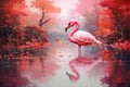 Turquoise Flamingo lake water. Generate Ai Royalty Free Stock Photo