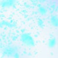 Turquoise flower petals falling down. Captivating romantic flowers gradient. Flying petal on blue sk