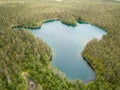 Turquoise forest lake in groundwater area