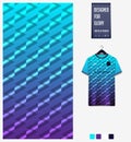 Turquoise gradient geometry abstract background. Fabric pattern for soccer jersey, football kit, sport uniform. T-Shirt mockup.