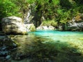 Turquoise Kamniska Bistrica river in Slovenia Royalty Free Stock Photo