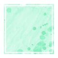 Turquoise hand drawn watercolor rectangular frame background texture with stains Royalty Free Stock Photo