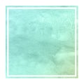 Turquoise hand drawn watercolor rectangular frame background texture with stains Royalty Free Stock Photo