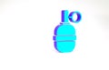 Turquoise Hand grenade icon isolated on white background. Bomb explosion. Minimalism concept. 3d illustration 3D render Royalty Free Stock Photo