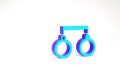 Turquoise Handcuffs icon isolated on white background. Minimalism concept. 3d illustration 3D render