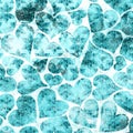 Turquoise hearts floral seamless patterns
