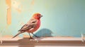 Turquoise House Finch: A Unique Minimalism Painting