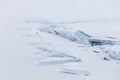 Turquoise ice floe. Winter Baikal lake landscape. Ice-drift