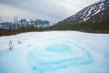 Turquoise ice on Putorana Plateau, Taimyr, Russia