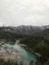 Turquoise Katun in the area of the Chemal hydroelectric station Royalty Free Stock Photo