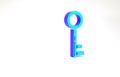 Turquoise Key icon isolated on white background. Minimalism concept. 3d illustration 3D render Royalty Free Stock Photo