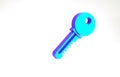 Turquoise Key icon isolated on white background. Minimalism concept. 3d illustration 3D render Royalty Free Stock Photo