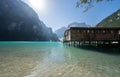 Turquoise lake Braies in the heart of the Dolomites, Italy