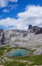 Turquoise lake in the Dolomite mountains
