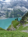 Turquoise lake in the Swiss Alps Royalty Free Stock Photo