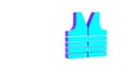 Turquoise Life jacket icon isolated on white background. Life vest icon. Extreme sport. Sport equipment. Minimalism