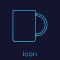 Turquoise line Coffee cup icon isolated on blue background. Tea cup. Hot drink coffee. Vector Illustration Royalty Free Stock Photo