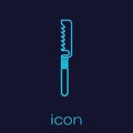 Turquoise line Medical saw icon isolated on blue background. Surgical saw designed for bone cutting limb amputations and
