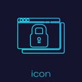 Turquoise line Secure your site with HTTPS, SSL icon isolated on blue background. Internet communication protocol