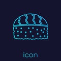 Turquoise line Sushi icon isolated on blue background. Traditional Japanese food. Vector.