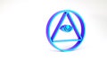 Turquoise Masons symbol All-seeing eye of God icon isolated on white background. The eye of Providence in the triangle Royalty Free Stock Photo