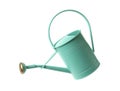 Turquoise metal watering can isolated on white