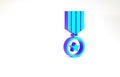 Turquoise Military reward medal icon isolated on white background. Army sign. Minimalism concept. 3d illustration 3D Royalty Free Stock Photo