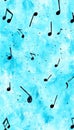 Turquoise Music Background, Abstract Design with Dancing Musical Notes on Crisp Backdrop Royalty Free Stock Photo