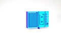 Turquoise Music tape player icon isolated on white background. Portable music device. Minimalism concept. 3d