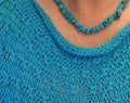 Turquoise Nugget Necklace, Turquoise Knit Top