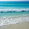 Fine sand, slightly wet from the ebbing water, stretches into the Royalty Free Stock Photo