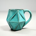 Turquoise Octahedron Mug: 3d Printed Geometric Design With Distressed Materials