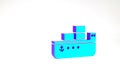 Turquoise Oil tanker ship icon isolated on white background. Minimalism concept. 3d illustration 3D render Royalty Free Stock Photo