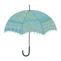Turquoise open umbrella retro design