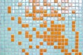 Turquoise orange mosaic square. pattern color wall and floor mosaic tiles for background texture. old blue folding abstract cerami Royalty Free Stock Photo