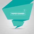 Turquoise origami paper speech bubble or banner