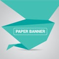 Turquoise origami paper speech bubble or banner