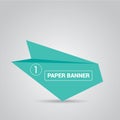 Turquoise origami paper speech bubble or banner