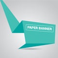 Turquoise origami paper speech bubble or banner