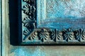 Turquoise patinated bronze archiectural detail.