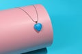 Turquoise pendant heart shape, elegant gem on chain Royalty Free Stock Photo
