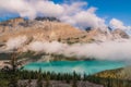 Turquoise Peyto Lake Under A Cloudy Sky Royalty Free Stock Photo