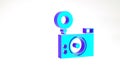 Turquoise Photo camera icon isolated on white background. Foto camera icon. Minimalism concept. 3d illustration 3D Royalty Free Stock Photo