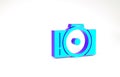 Turquoise Photo camera icon isolated on white background. Foto camera icon. Minimalism concept. 3d illustration 3D Royalty Free Stock Photo